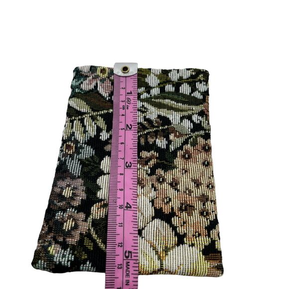 Handmade Tapestry Mini Purse Crossbody Chain Bag with Bill Card Holder Floral - Picture 8 of 14